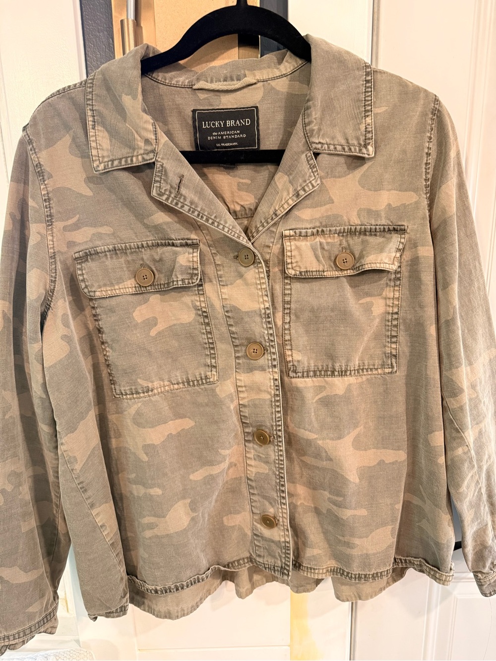 Lucky Brand Beige Olive Camo Utility Jacket
